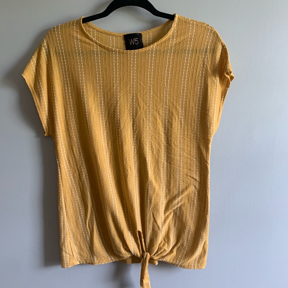 W5 yellow shirt with front tie